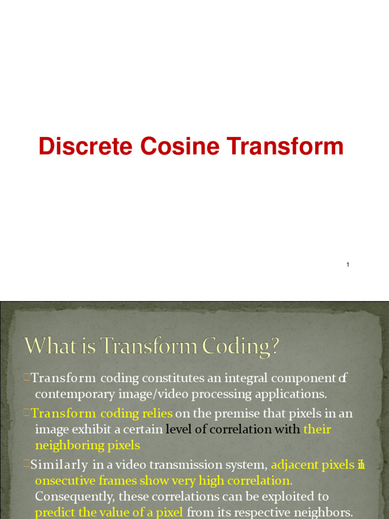 Discrete Cosine Transform | PDF | Data Compression | Discrete Fourier ...