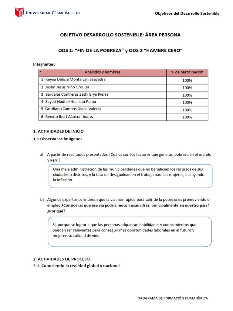 Formación en ODS: Fin de la Pobreza y Hambre Cero | PDF | Pobreza ...