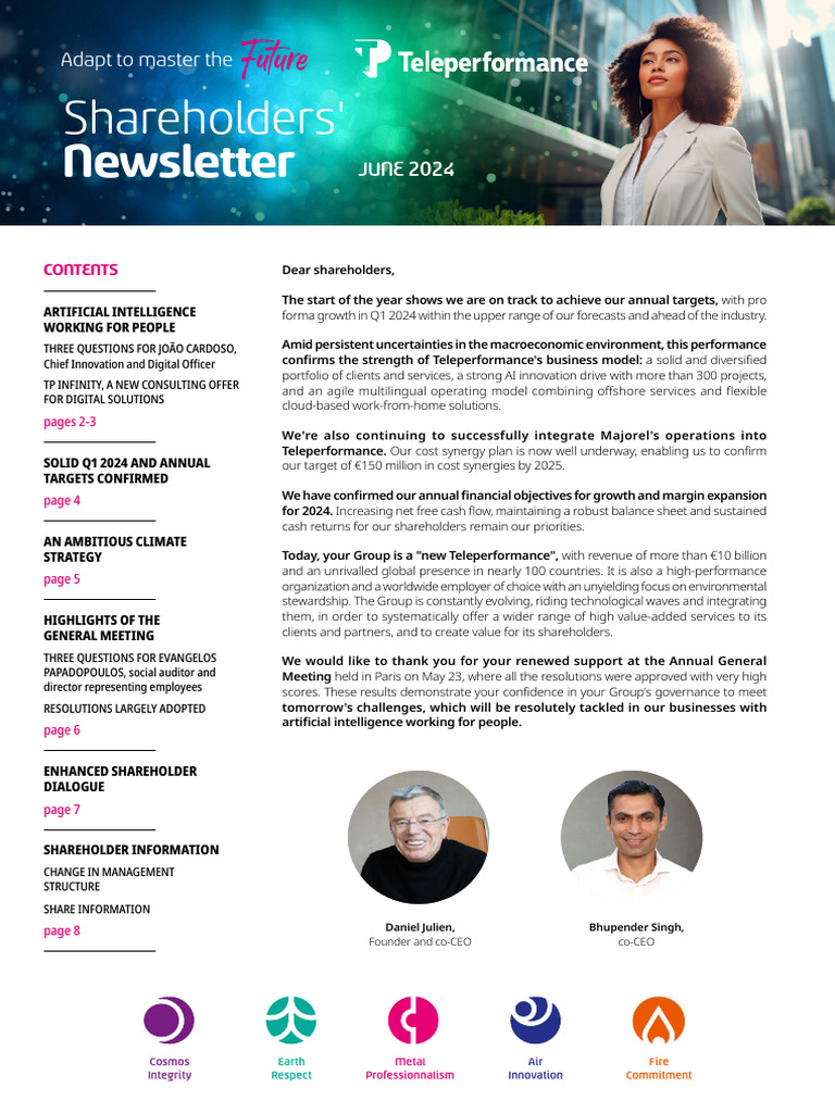 Teleperformance - Shareholders' Newsletter - June 2024 | PDF ...