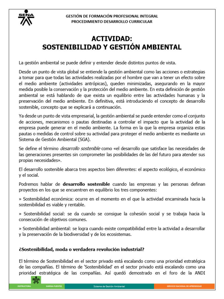 Actividad - Sostenibilidad y Gestión Ambiental | PDF | Sustentabilidad ...