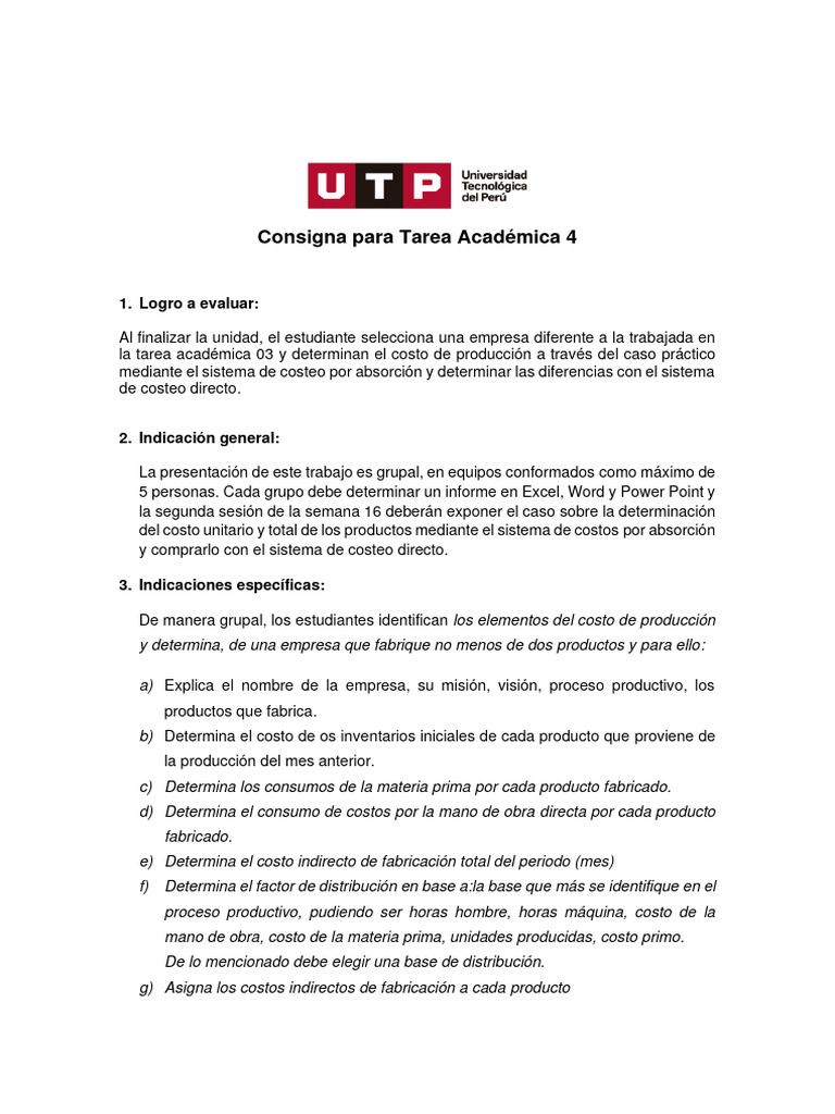 S16 - s1 Consigna Tarea Académica 4 | PDF | Business | Microsoft Excel