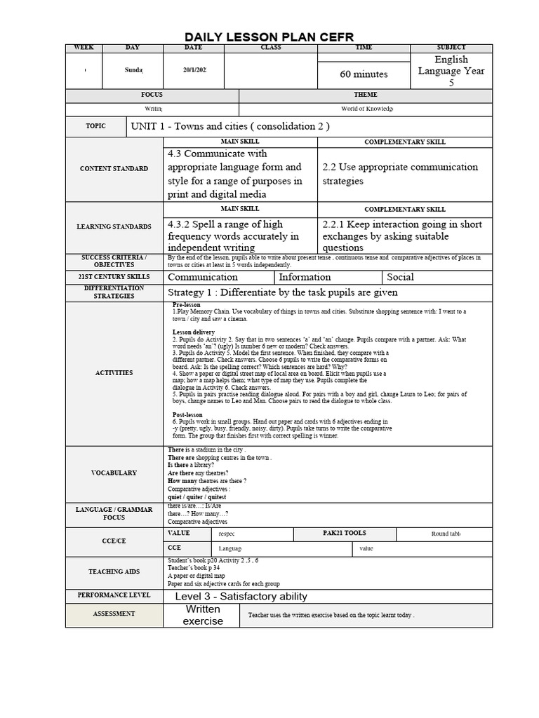 Unit 1 - Towns and Cities + REVISION LESSON | PDF | Communication ...