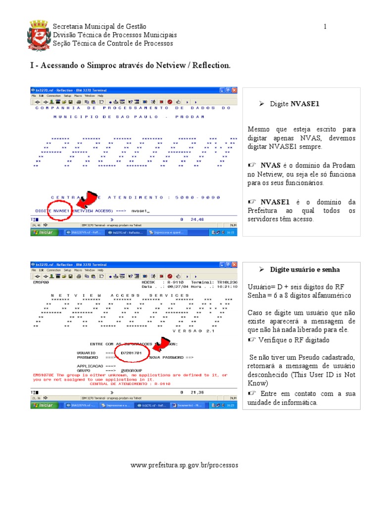 Acesso ao Simproc via Netview | PDF | Informática | Computação e ...