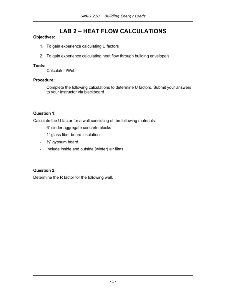Heat Flow Calculations for Building Loads | PDF | Home & Garden | Computers