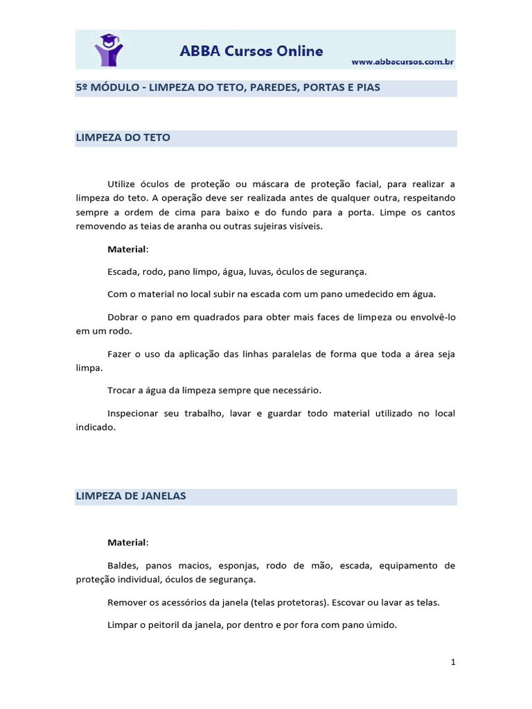 Guia Completo de Limpeza de Ambientes | PDF | Desinfetante | Química