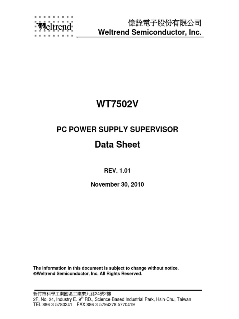 WT7502V-WeltrendSemiconductor | PDF | Power Supply | Detector (Radio)