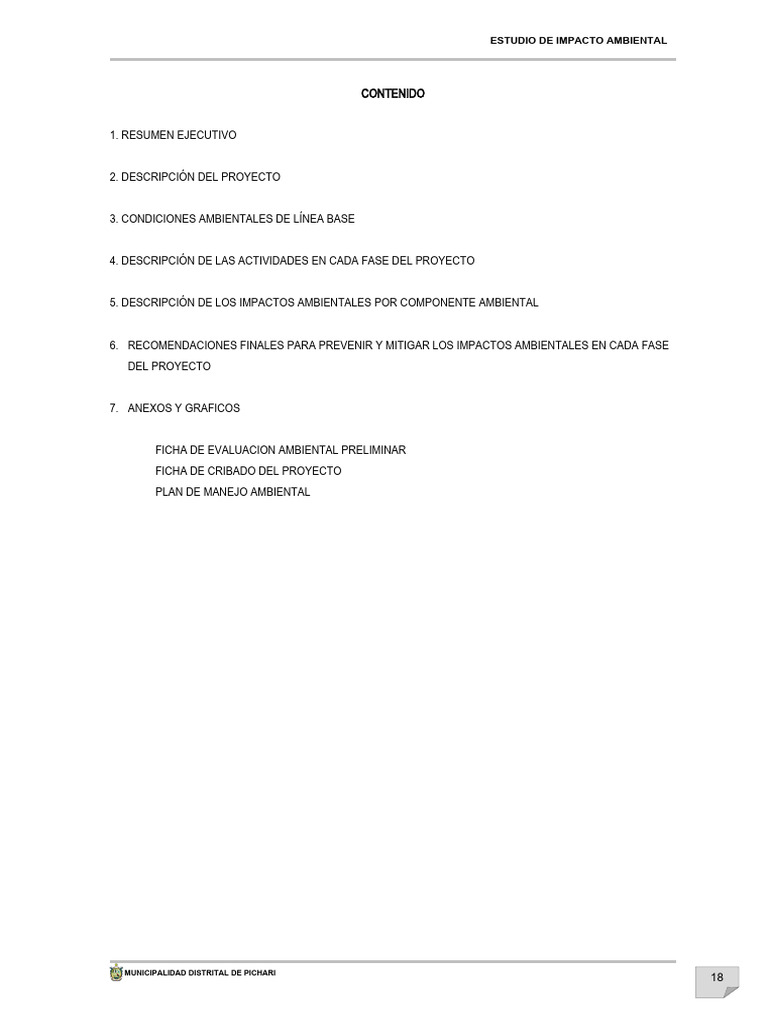 Estudio de Impacto Ambiental en Pichari | PDF | Entorno natural | Residuos