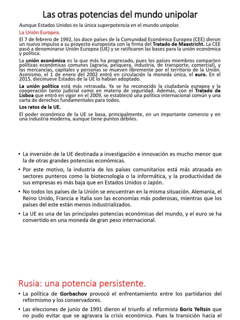 Potencias en el Mundo Unipolar | PDF | Unión Europea | Comunidad ...