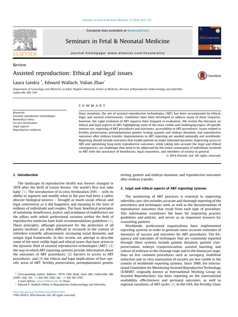 12.1 Assisted Reproduction Ethical and Legal Issues | PDF | In Vitro ...