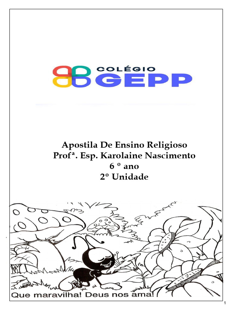 Apostila de Ensino Religioso - 6 Ano - 2 Unidade | PDF | Privacidade na ...