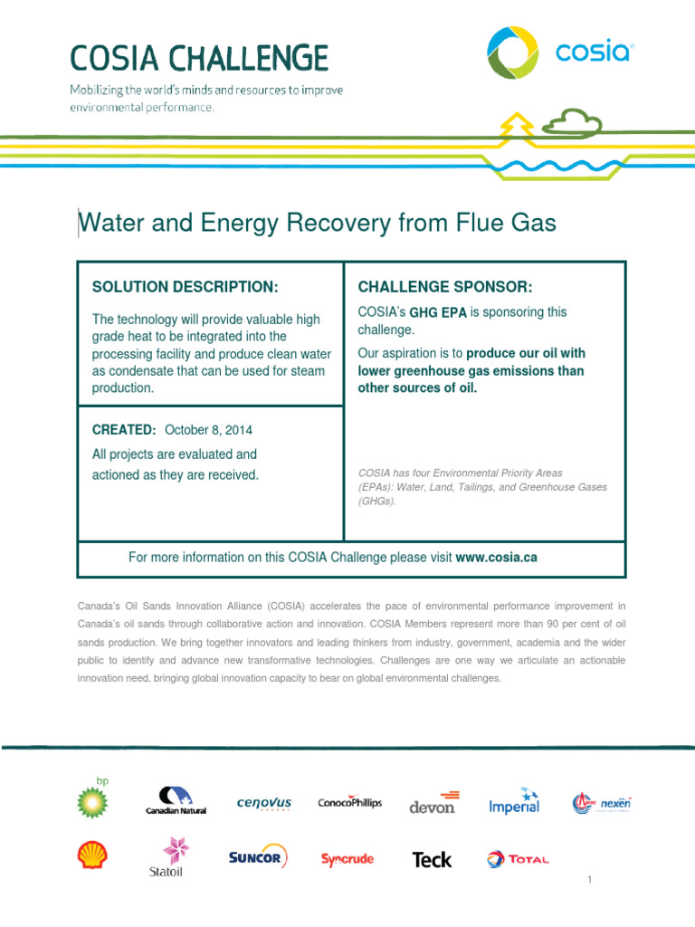 COSIA Challenge GHG - Water and Energy Recovery 16-10-14 | PDF | Barrel ...