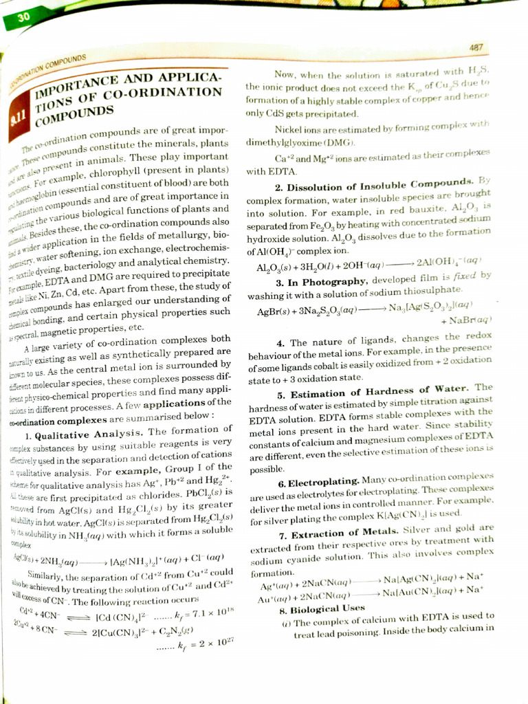 Applications of Coordination Compounds | PDF | Coordination Complex | Iron