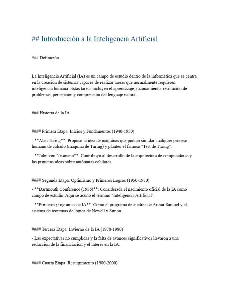Historia y Aplicaciones de la IA | PDF | Inteligencia artificial ...