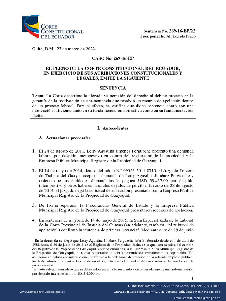 269 16 EP:22ers | PDF | Sentencia (ley) | Caso de ley