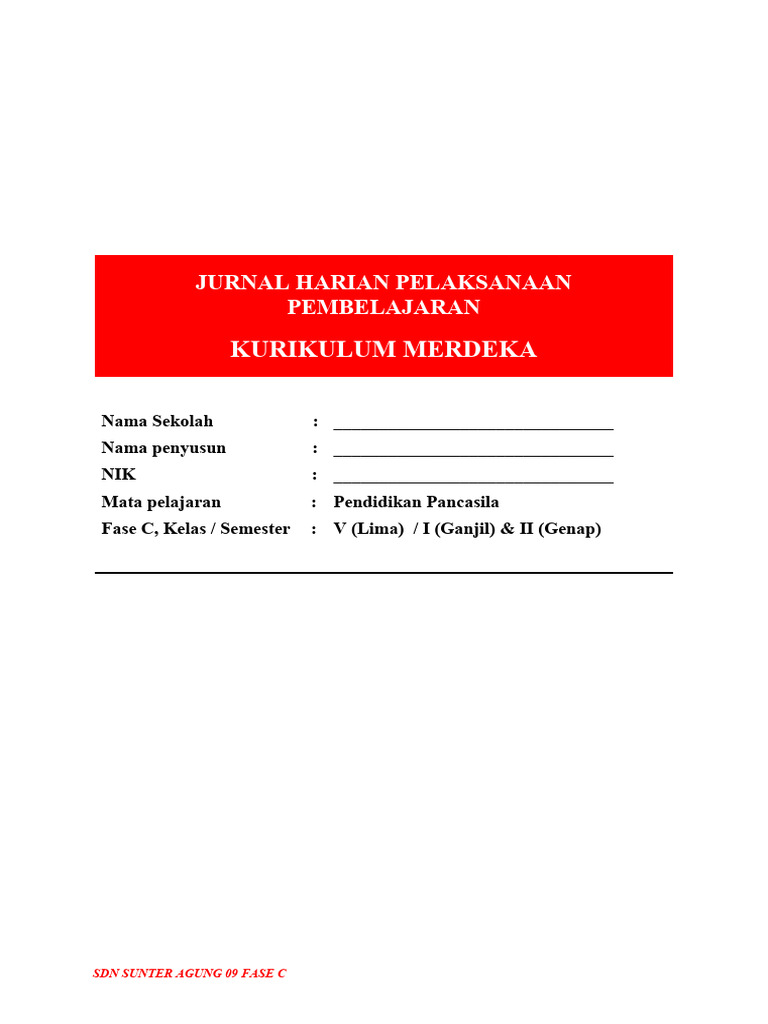 Jurnal Harian PKN Kelas 5 Kurikulum Merdeka | PDF