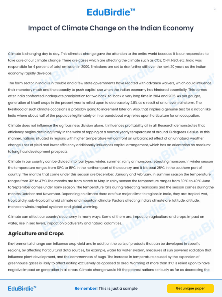 Climate Change's Economic Impact on India | PDF | Tropics | Climate Change