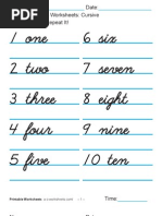 Writing Numbers Worksheets Cusive 1-100