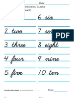 Writing Numbers Worksheets Cusive 1-100