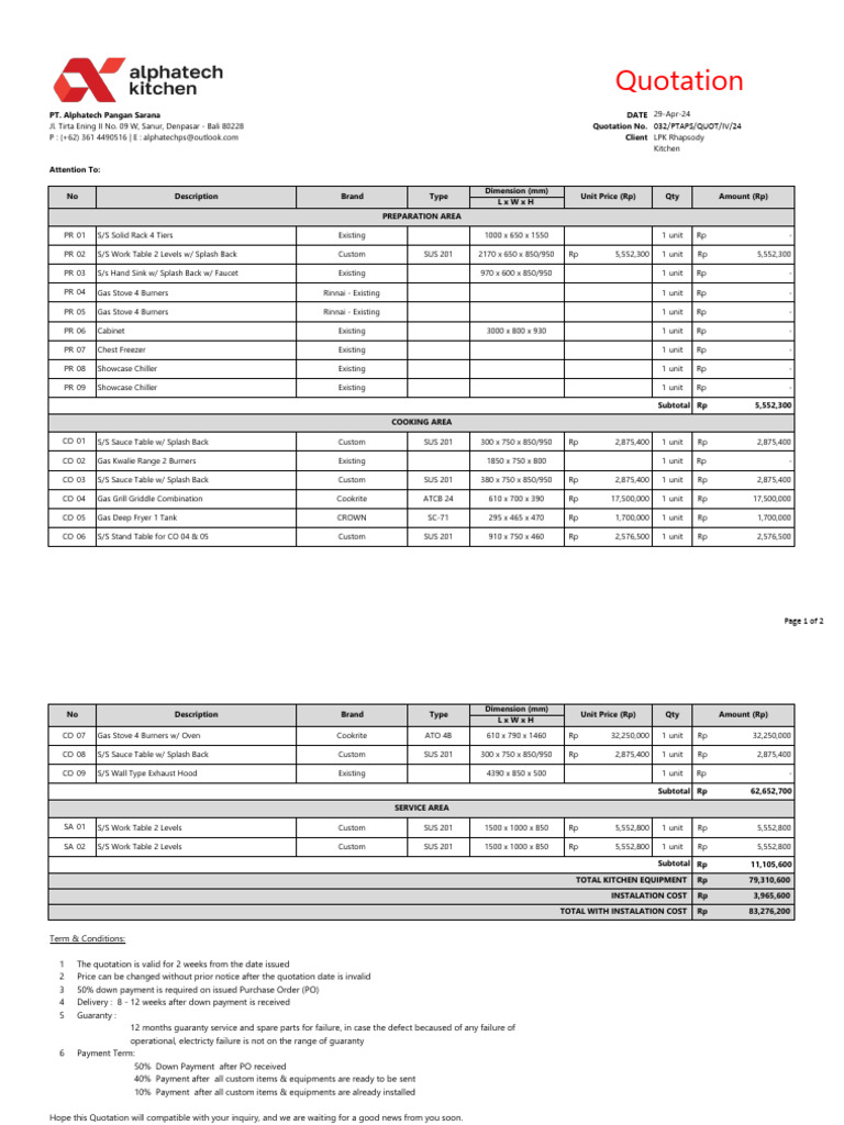 29-04-2024 Quotation Kitchen LPK Rhapsody | PDF | Kitchen | Home Appliance