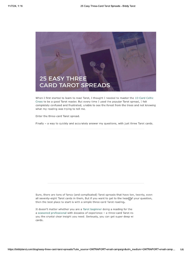 25 Easy Three Card Tarot Spreads | PDF