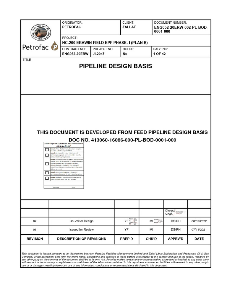 Pipeline Design Basis for NC-200 Project | PDF | Pipe (Fluid Conveyance ...