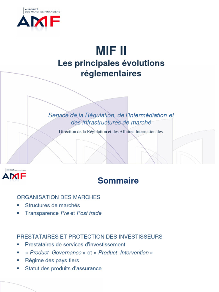 Évolutions clés de MIF II en régulation financière | PDF | Animateur de ...