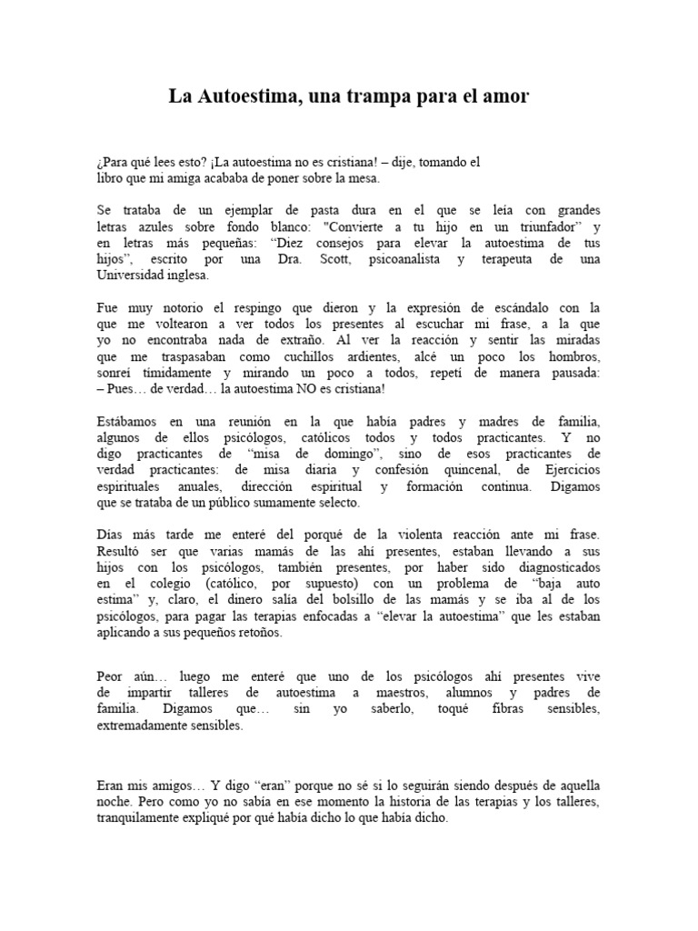 La Autoestima | PDF | Amor | Autoestima