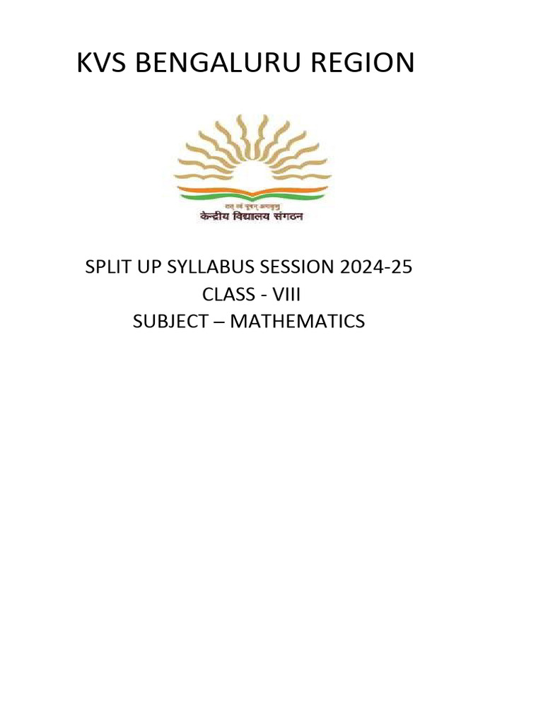 Split Up Maths Class 8 2024-25 | PDF | Equations | Algebra