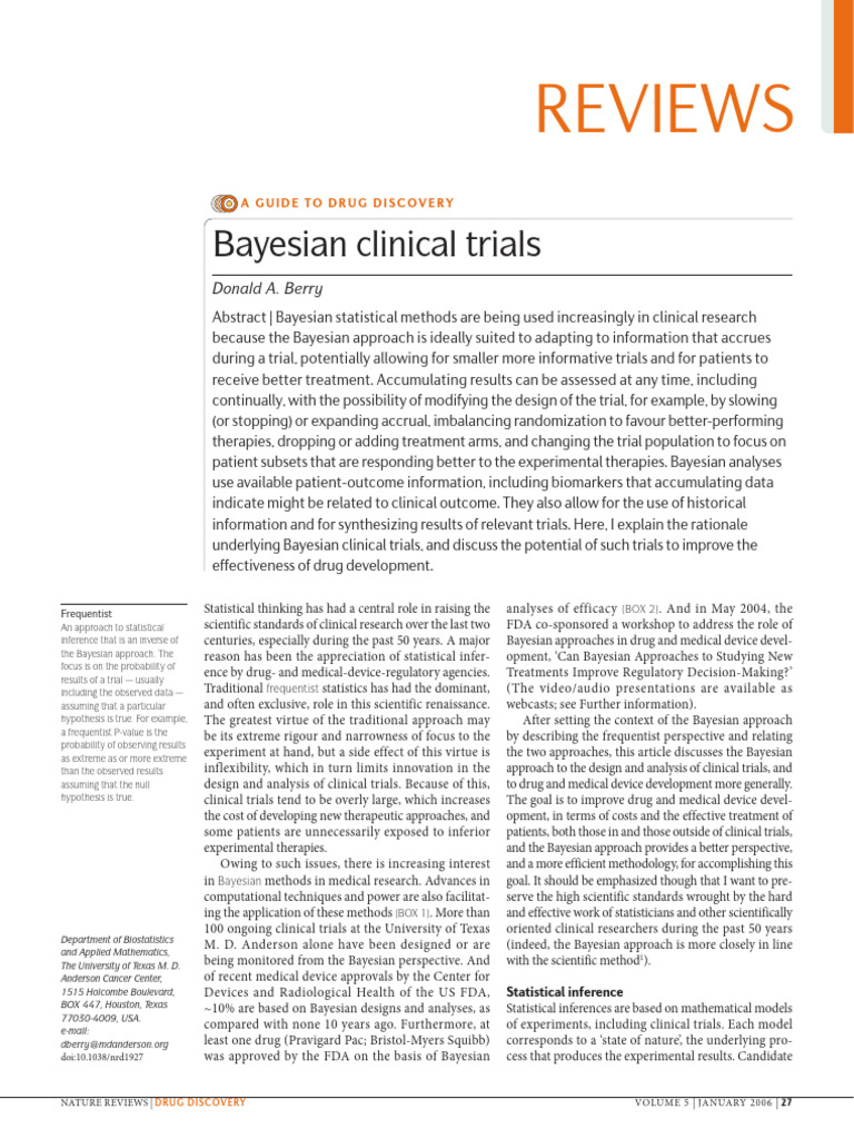 Bayesian Methods in Clinical Trials | PDF | P Value | Statistics