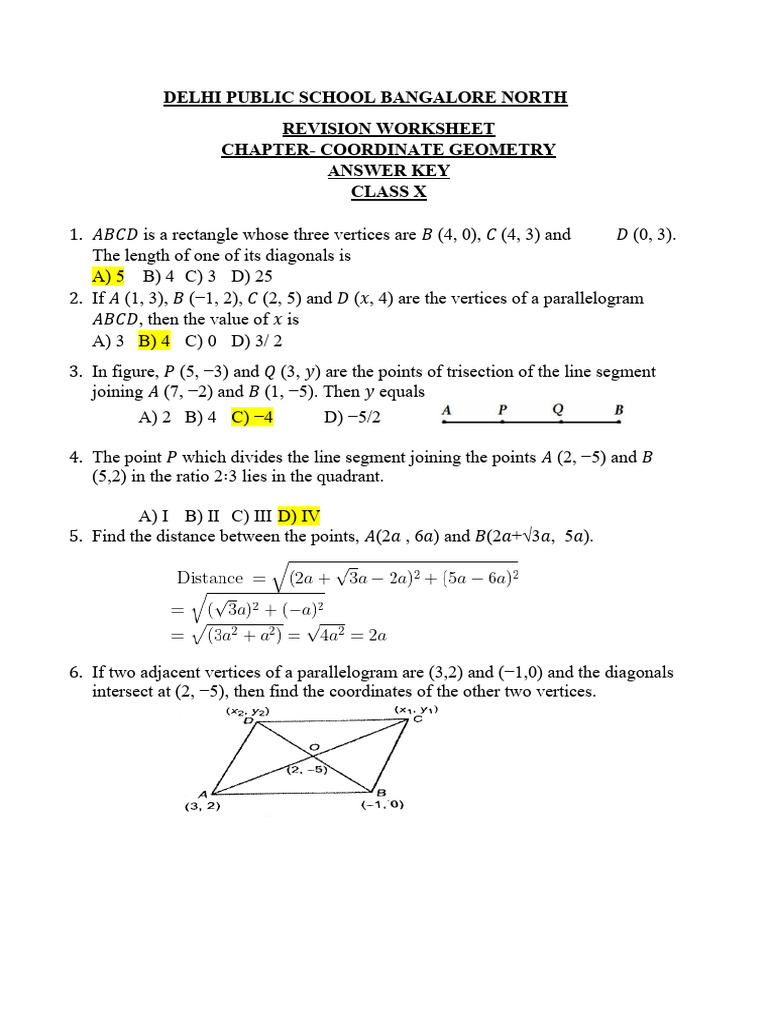 Class X Coordinate Geometry Worksheet | PDF | Circle | Triangle
