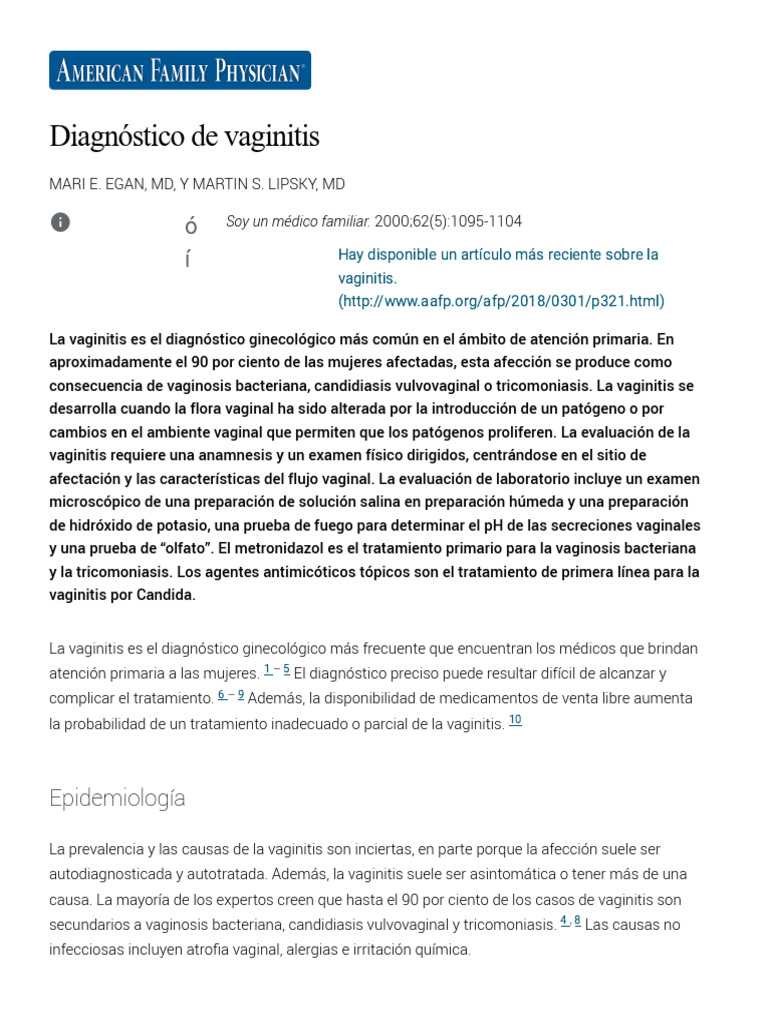Acute Vaginitis Aafp Guidelines