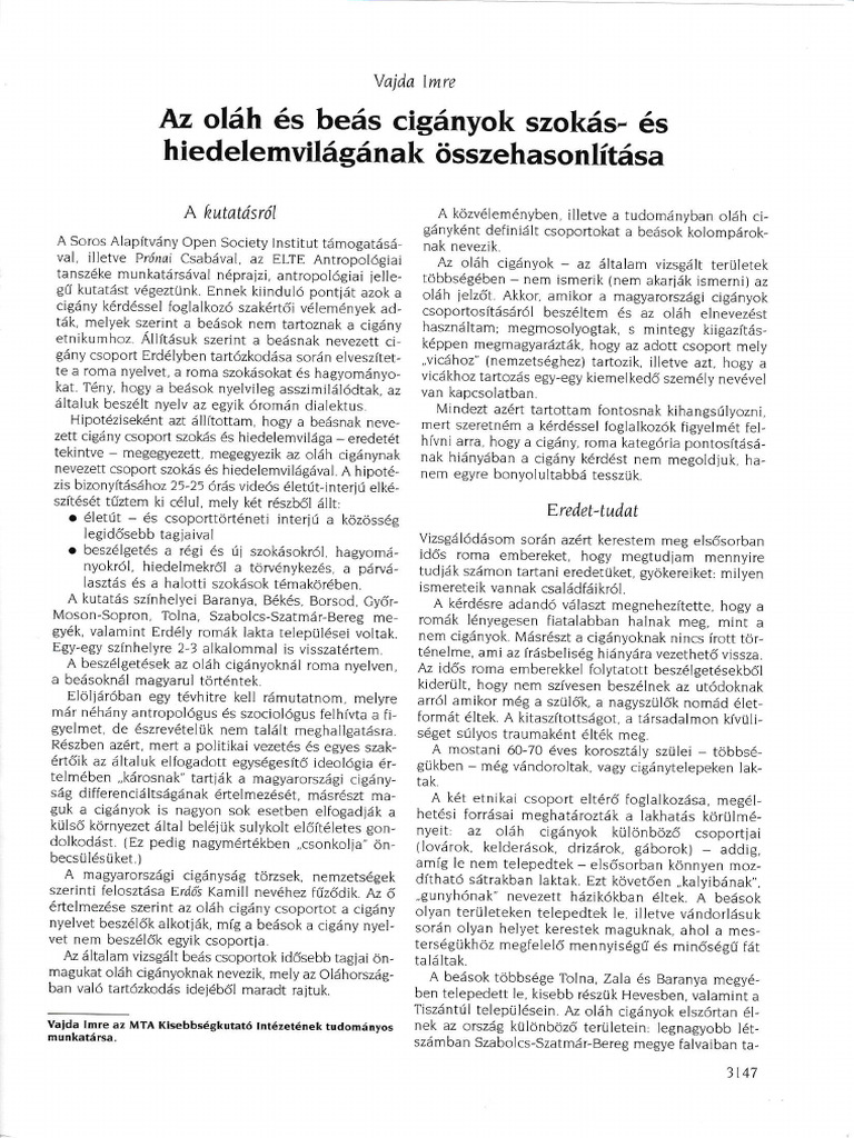 Oláh És Beás Szokás | PDF