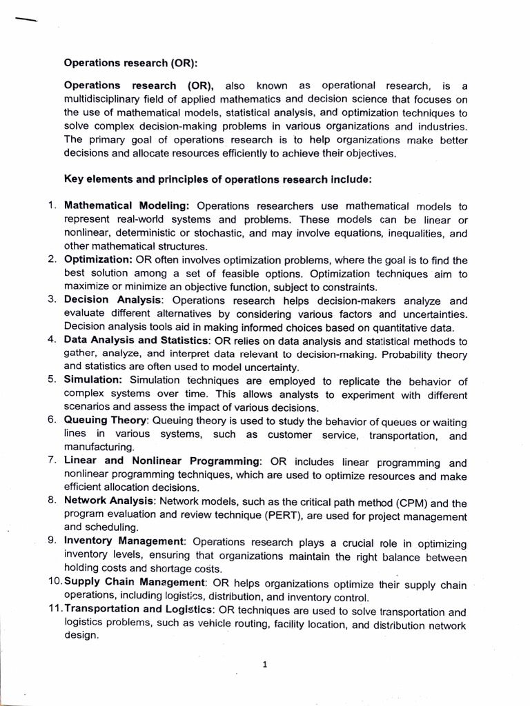 Understanding Operations Research Principles | PDF | Mathematical ...