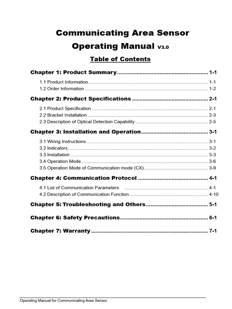 Area Sensor Manual for Technicians | PDF | Traffic Light | Electricity