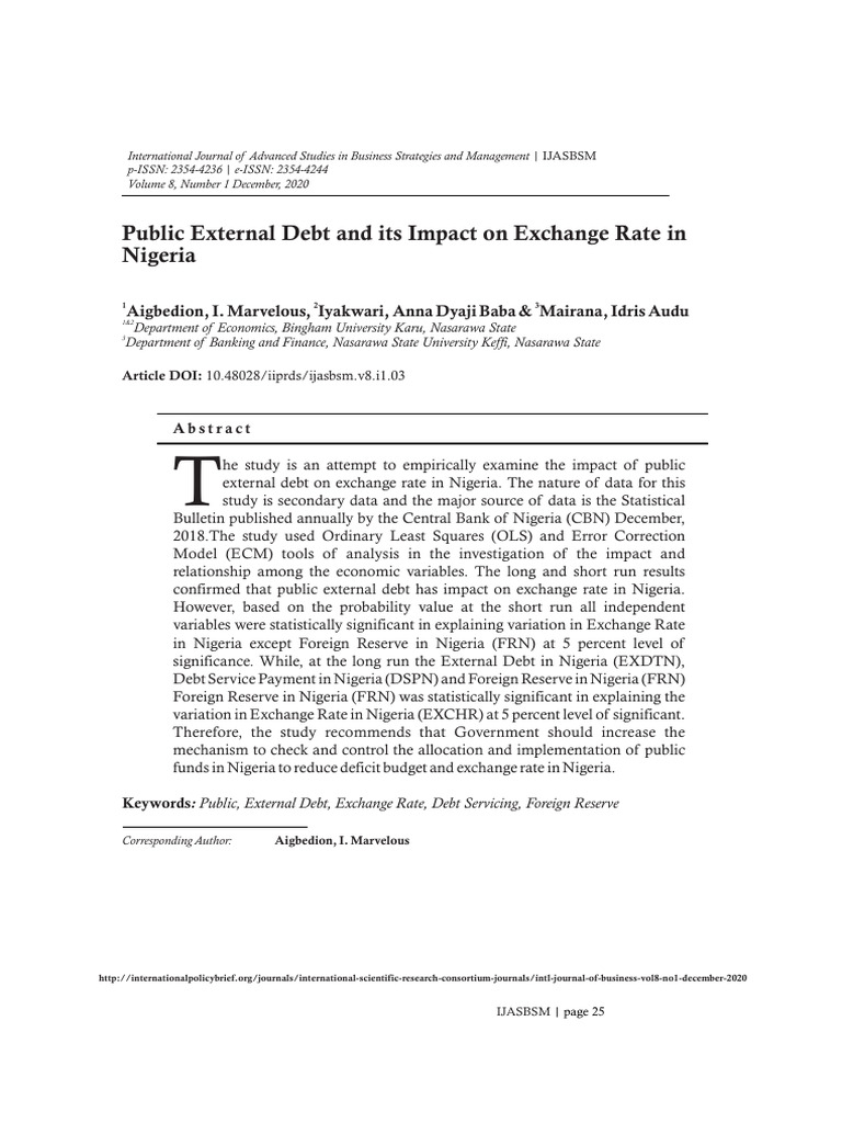 Impact of Public External Debt on Nigeria's Exchange Rate | PDF ...