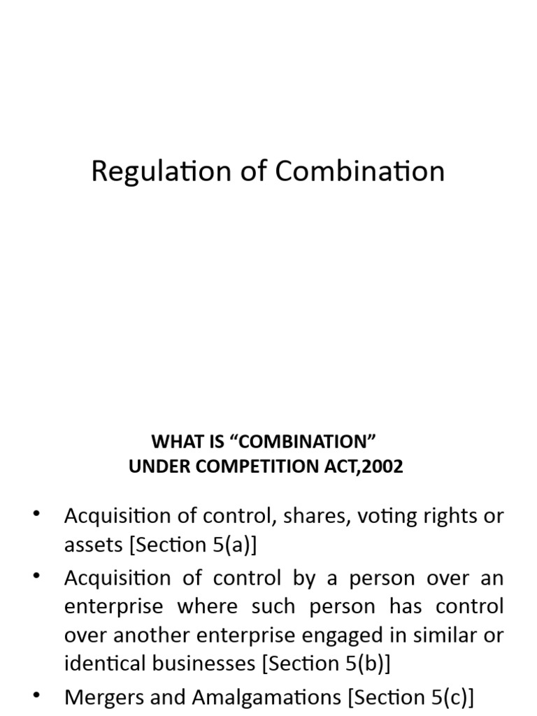 Regulation of Combination | PDF | Mergers And Acquisitions ...