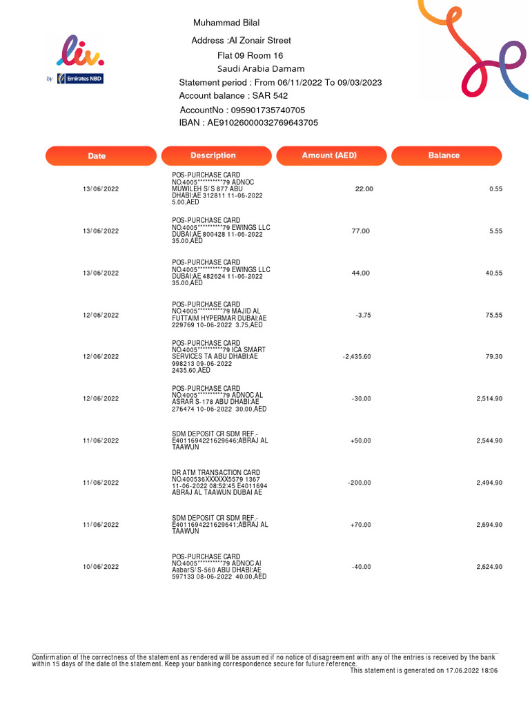 Detailed POS Purchase Card Statement | PDF | Dubai | United Arab Emirates