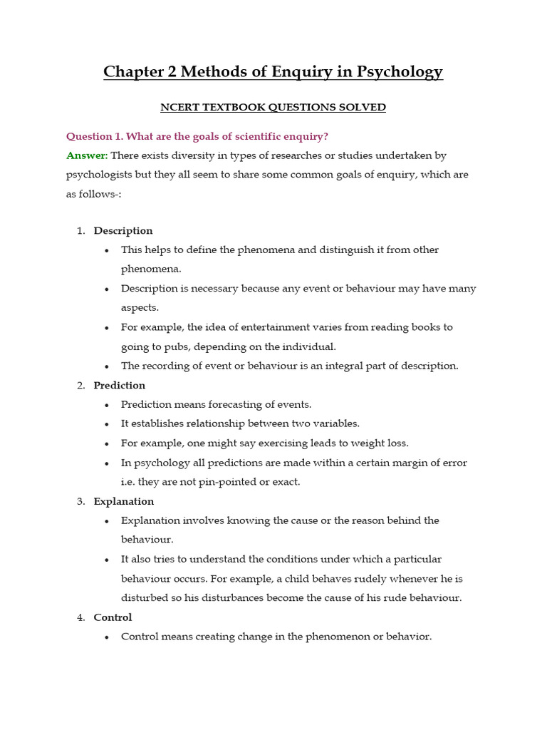NCERT Class 11 Psychology Chapter 2 | PDF | Experiment | Survey Methodology