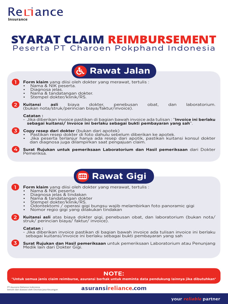 Panduan Klaim Reimbursement Asuransi Reliance | PDF | Hukum ...