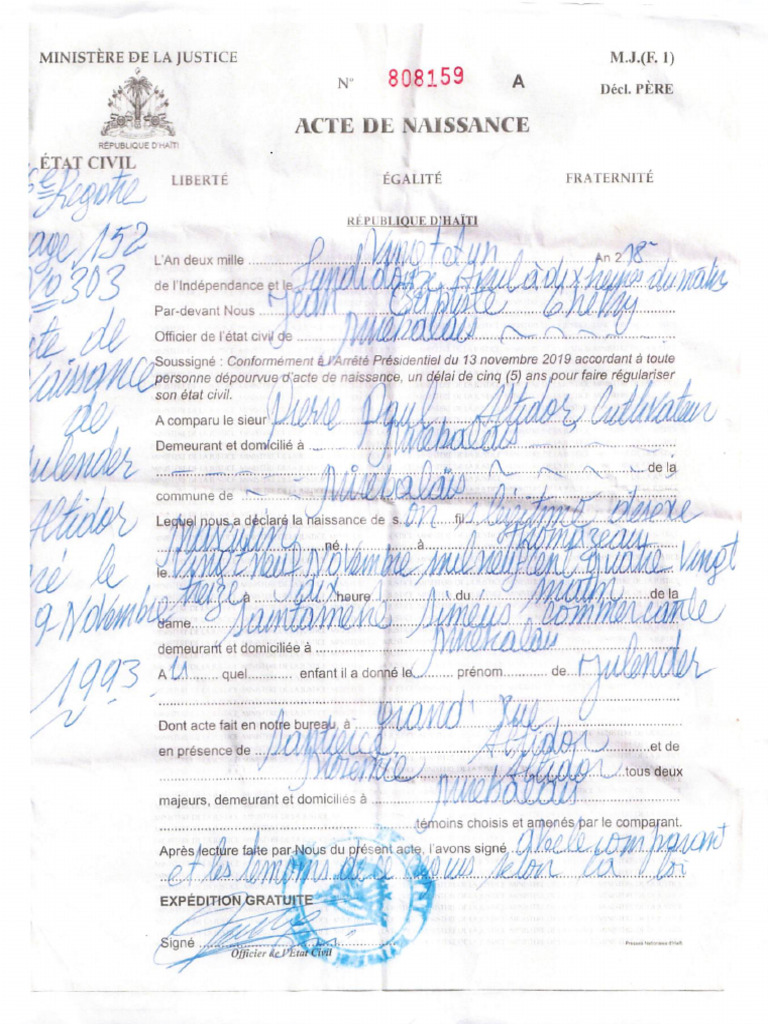 ALTIDOR BIRTH CERTIFICATE PDF