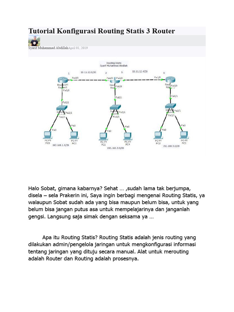 Tutorial Routing Statis 3 Router | PDF | Komputer | Teknologi & Rekayasa