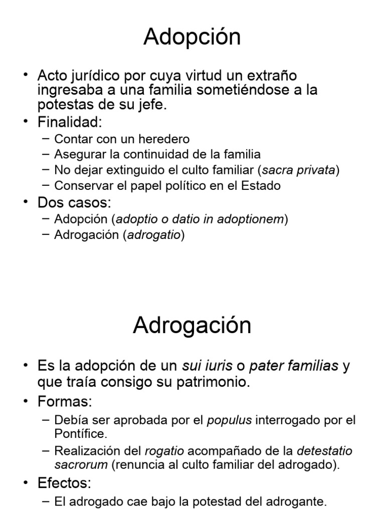 Adopción y Adrogación en Derecho Romano | PDF