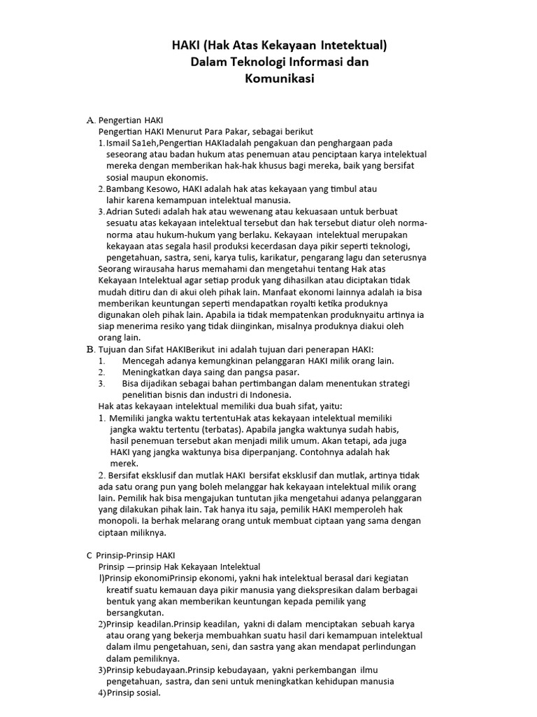 Memahami HAKI dalam Teknologi Informasi | PDF | Komputer