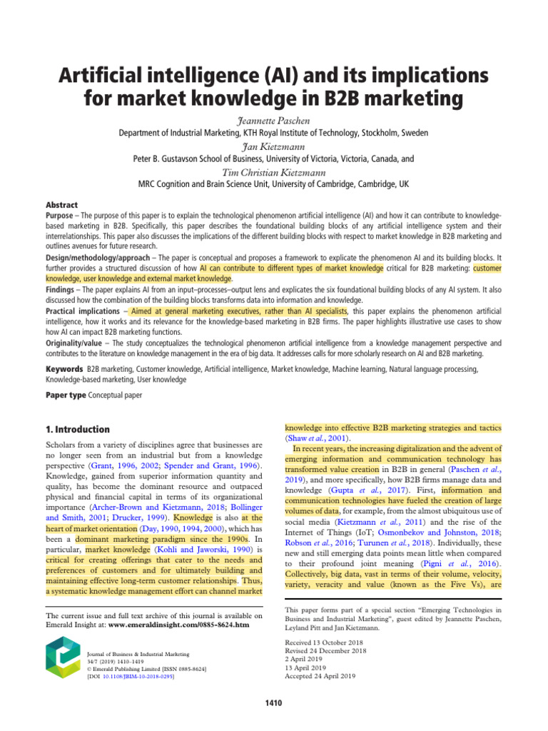 AI in B2B Marketing | PDF | Artificial Intelligence | Intelligence (AI ...
