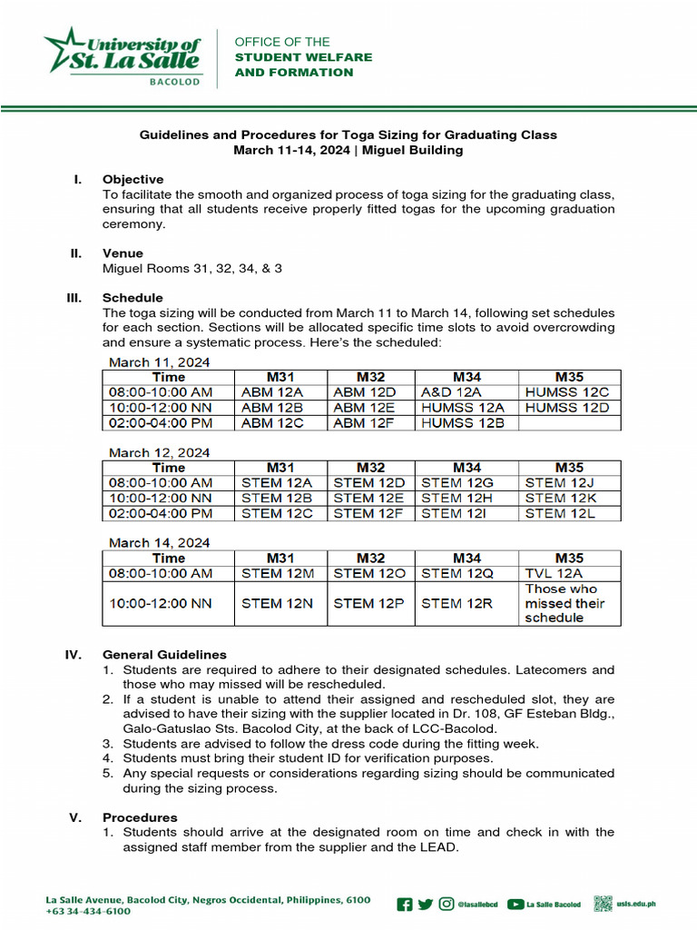 Toga Sizing Guidelines for Graduates | PDF