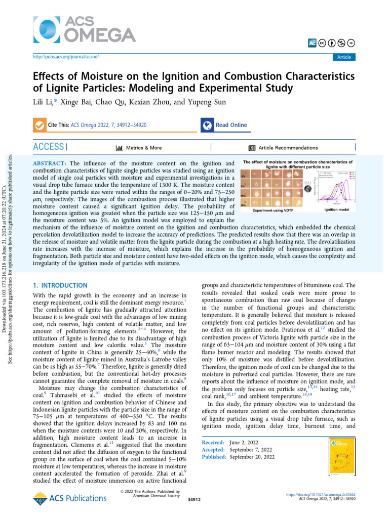Li Et Al 2022 Effects of Moisture On The Ignition and Combustion ...