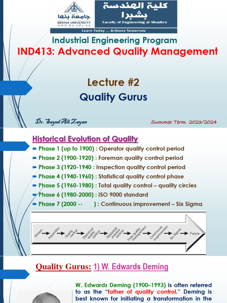 Quality Management Evolution and Gurus | PDF | Production And ...