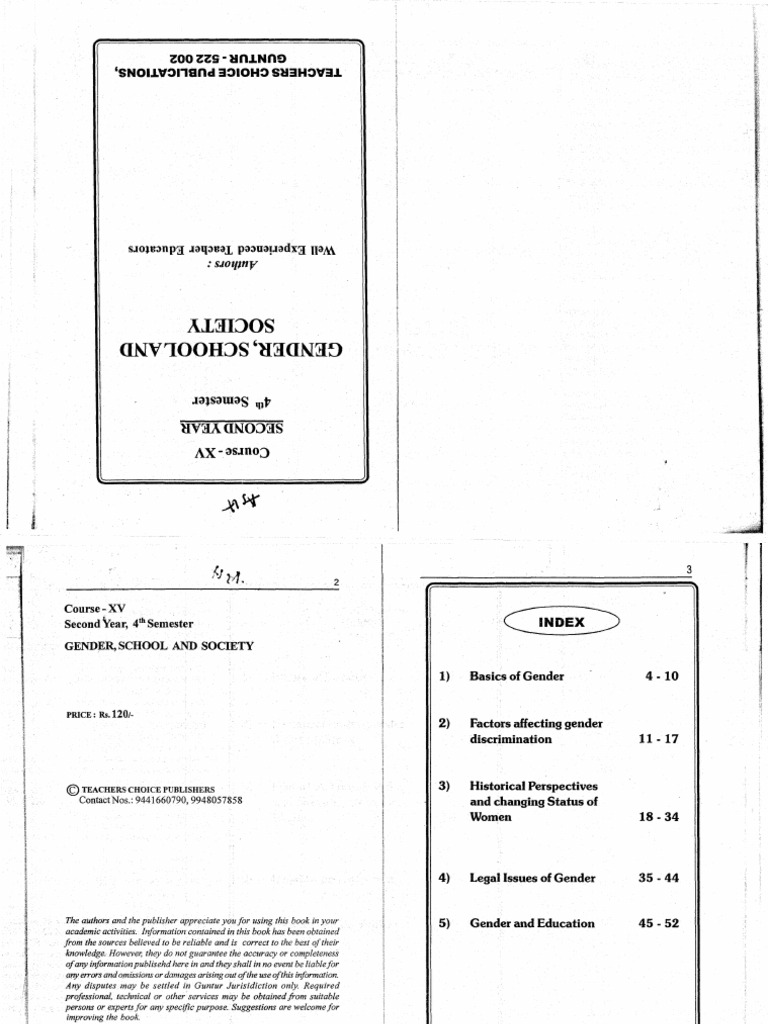 Gender School and Society | PDF