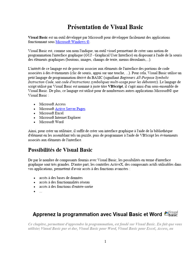 Introduction à Visual Basic et Macros | PDF | Macro-définition ...