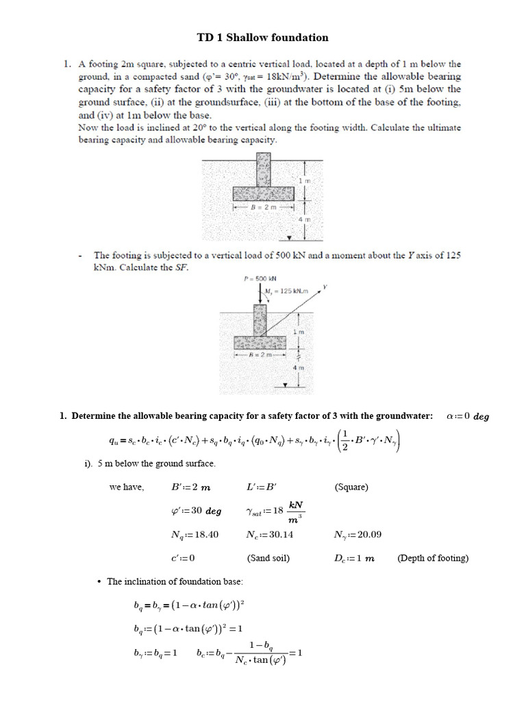 Allowable Bearing Capacity of Foundations | PDF | Civil Engineering ...